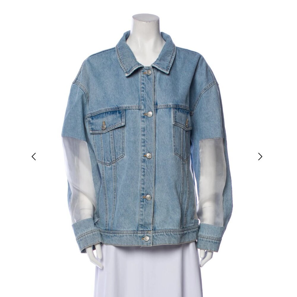 Au Jour Le Jour Sheer Panel Denim Jacket